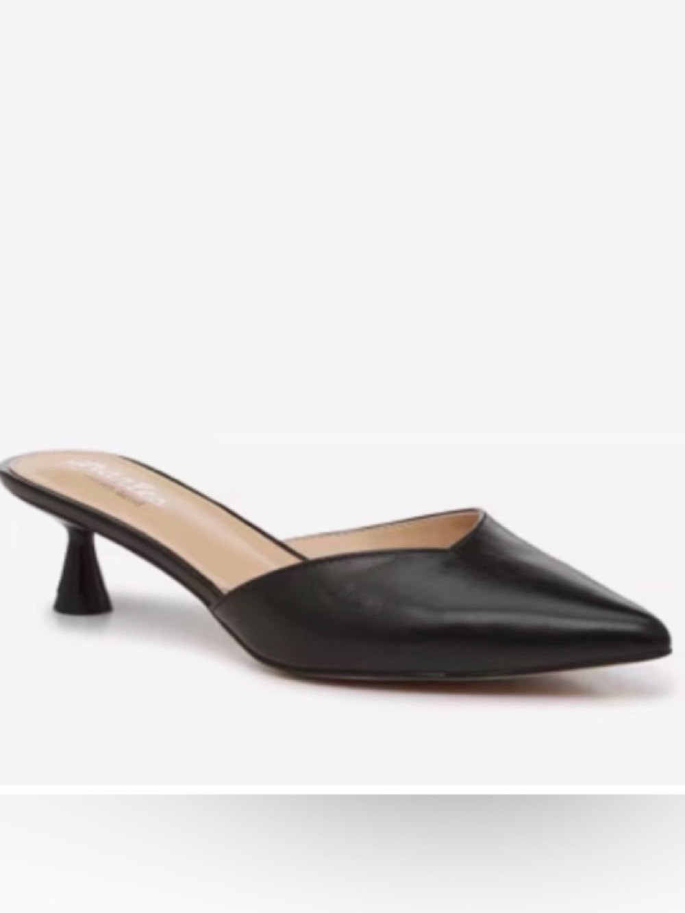 Charles David Black Pointed Leather Mule Heels